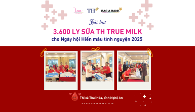 Sponsored 3,600 glasses of TH true MILK for the 2025 Voluntary Blood Donation Festival in Thai Hoa, Nghe An